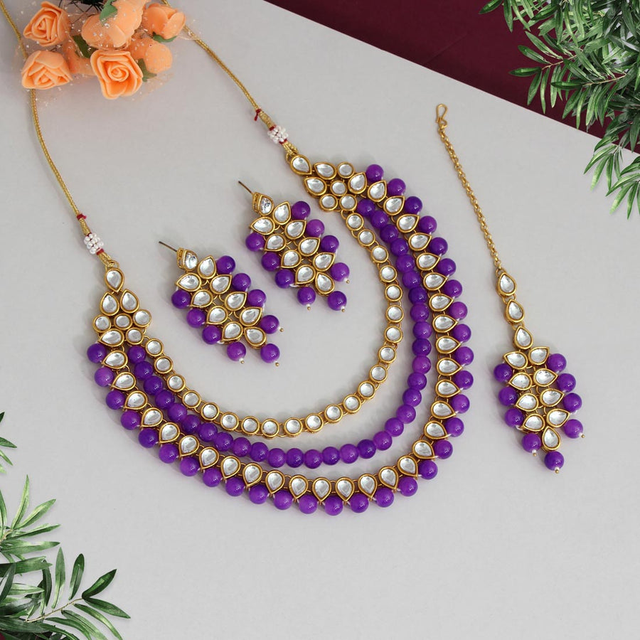 Purple Color Kundan Necklace Set (KN1032PRP)