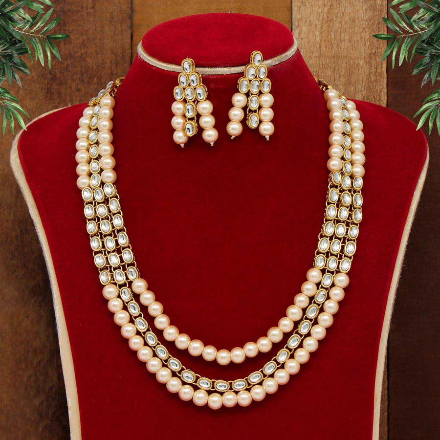 Gold Color Kundan Necklace Set (KN1040GLD)