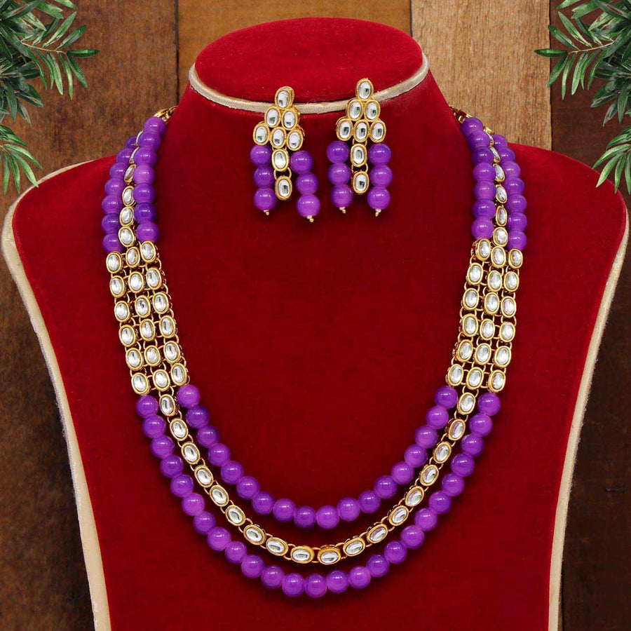 Purple Color Kundan Necklace Set (KN1040PRP)