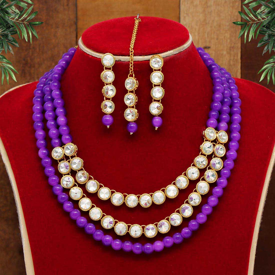 Purple Color Kundan Necklace Set (KN1041PRP)