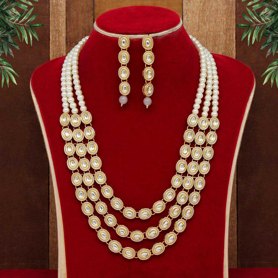 Grey Color Kundan Necklace Set (KN1042GRY)