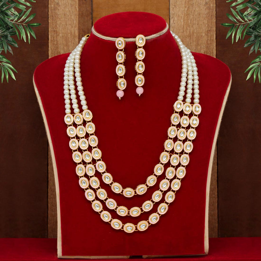 Pink Color Kundan Necklace Set (KN1042PNK)