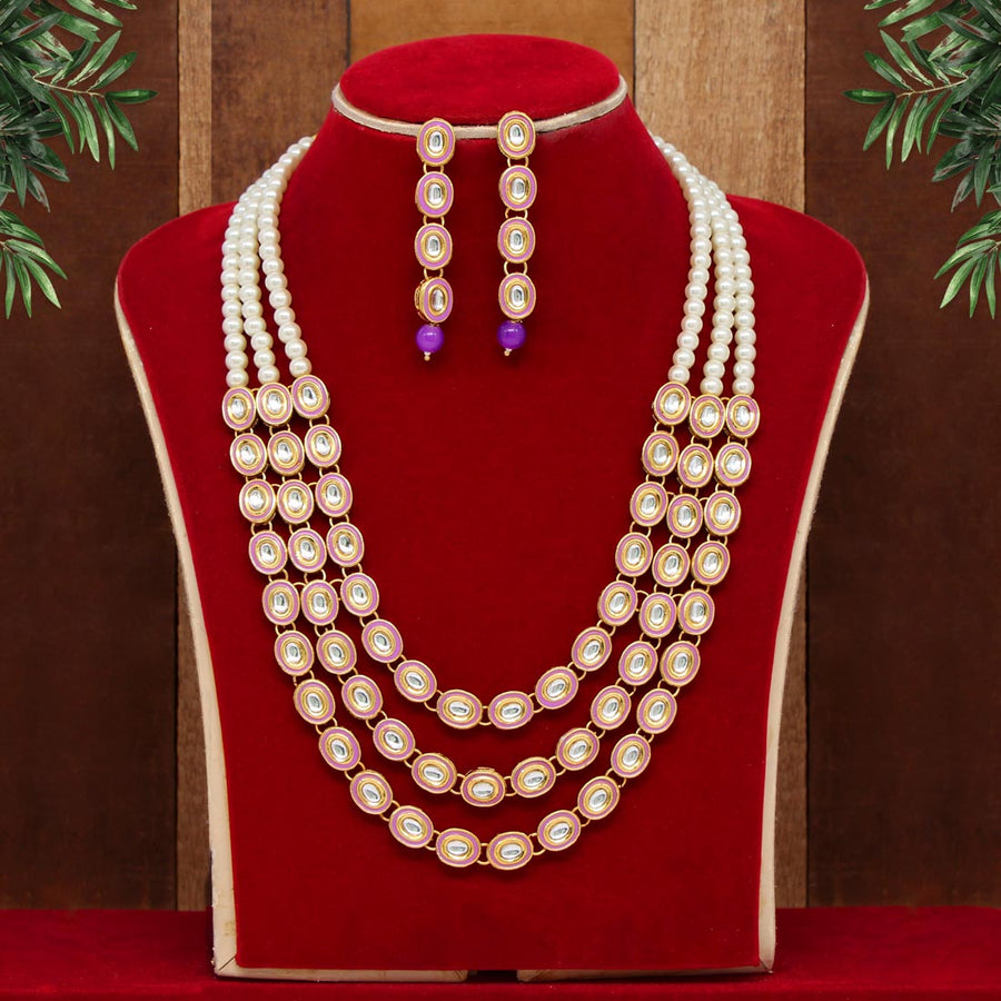 Purple Color Kundan Necklace Set (KN1042PRP)