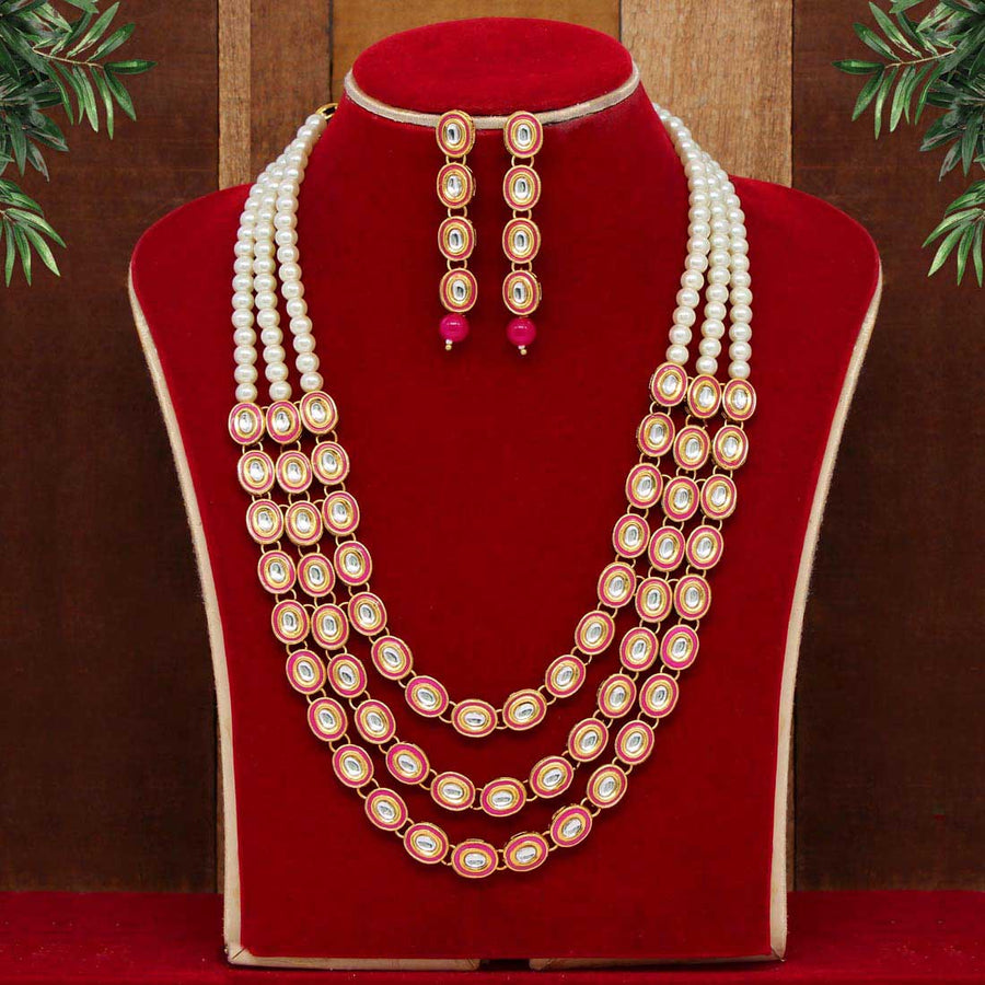 Rani Color Kundan Necklace Set (KN1042RNI)