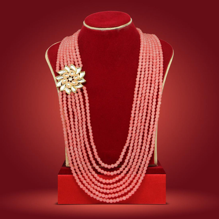 Peach Color Kundan Necklace (KN1044PCH)