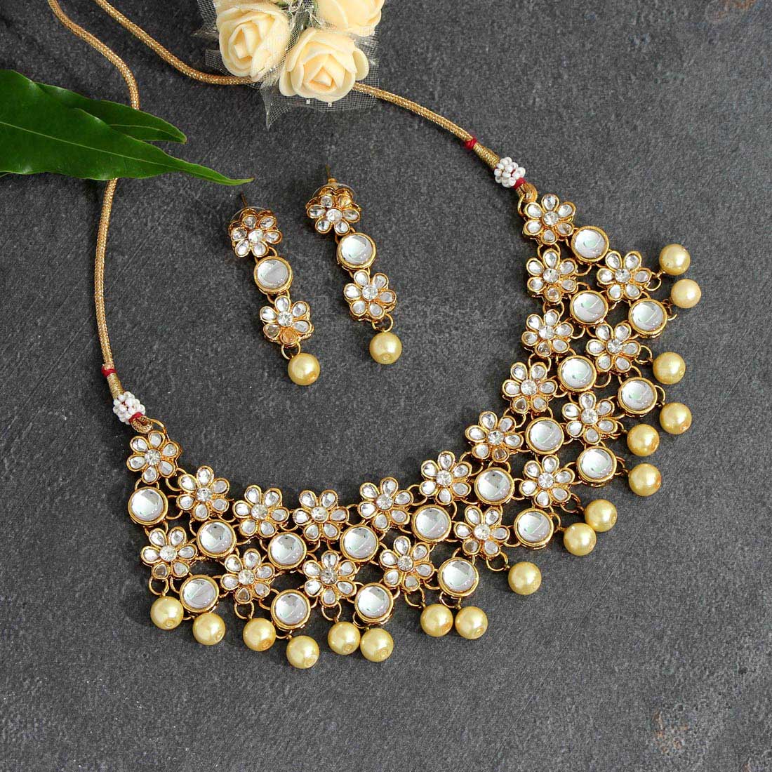 Gold Color Kundan Necklace Set (KN1047GLD)