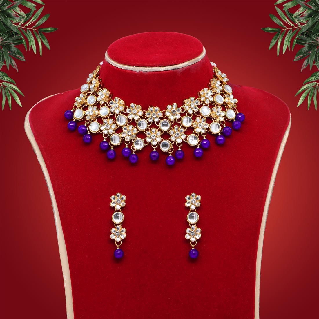 Purple Color Kundan Necklace Set (KN1047PRP)