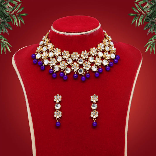 Purple Color Kundan Necklace Set (KN1047PRP)