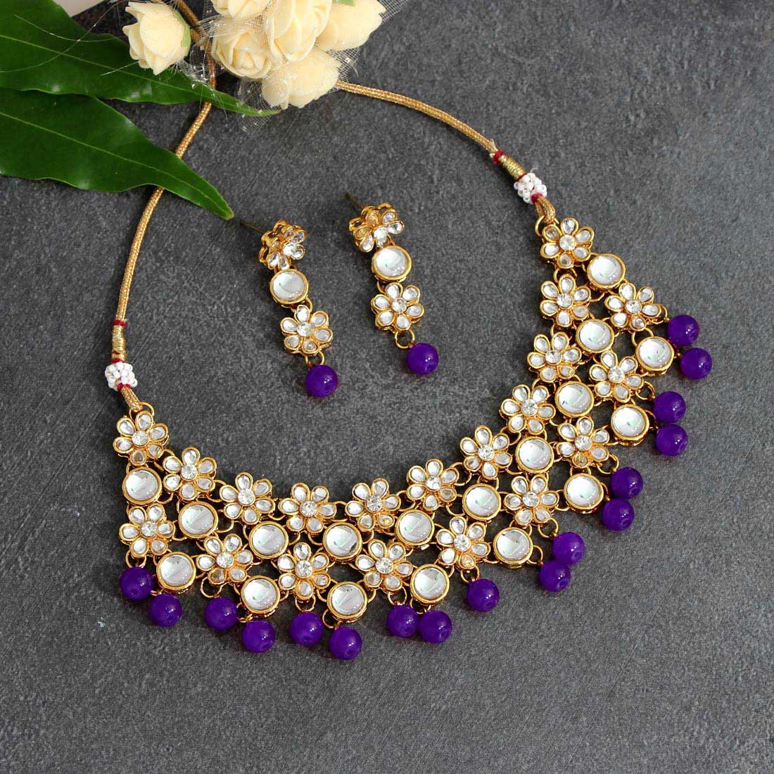 Purple Color Kundan Necklace Set (KN1047PRP)