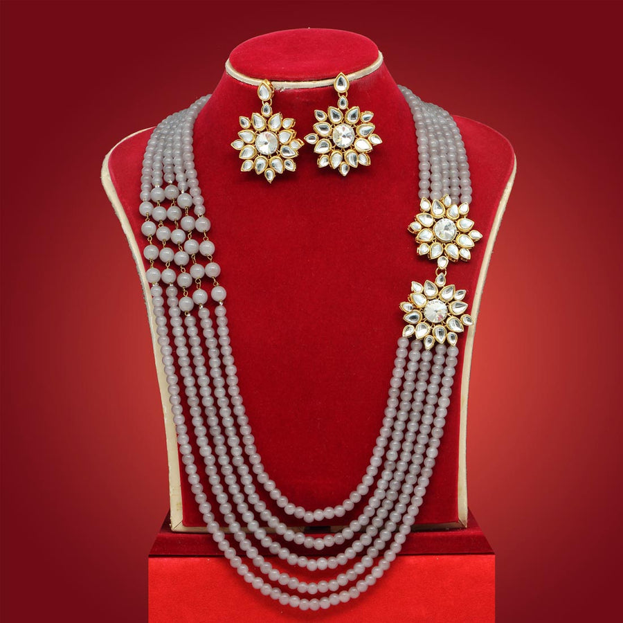 Grey Color Kundan Necklace Set (KN1054GRY)