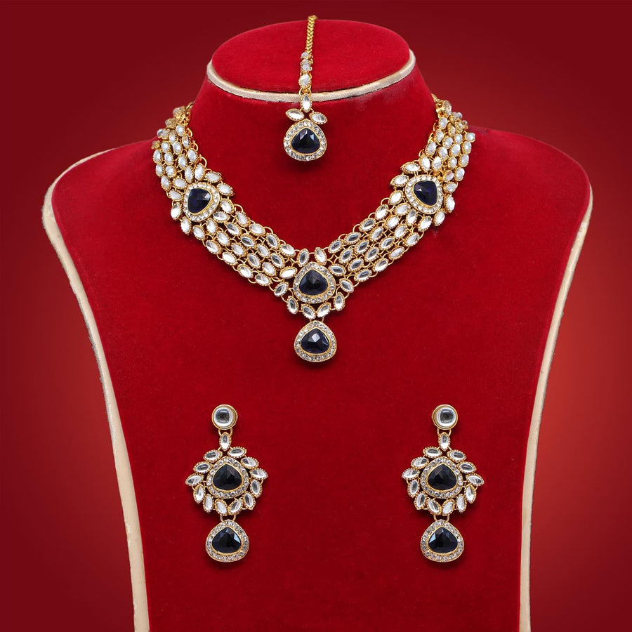 Blue Color Kundan Necklace Set (KN1057BLU)