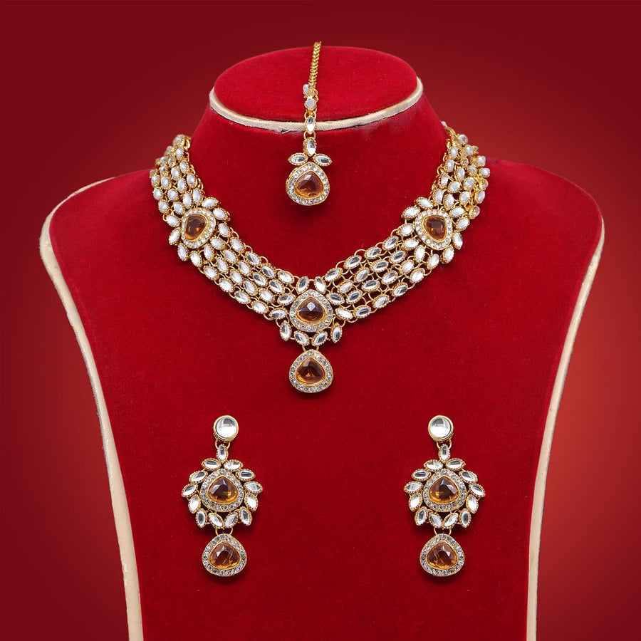 Gold Color Kundan Necklace Set (KN1057GLD)
