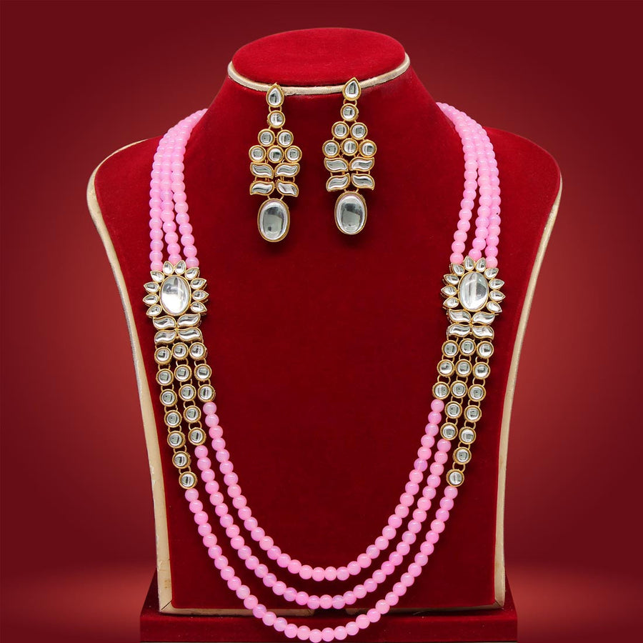Light Pink Color Kundan Necklace Set (KN1059LPNK)