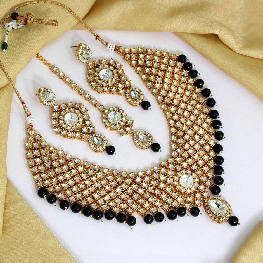 Black Color Kundan Necklace Set (KN1063BLK)