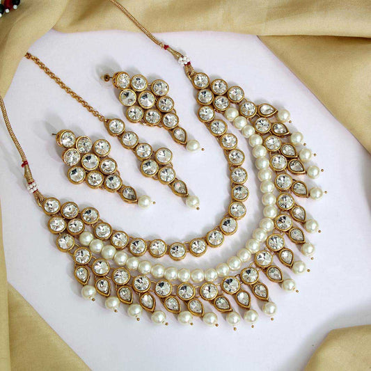 White Color Kundan Necklace Set (KN1064WHT)