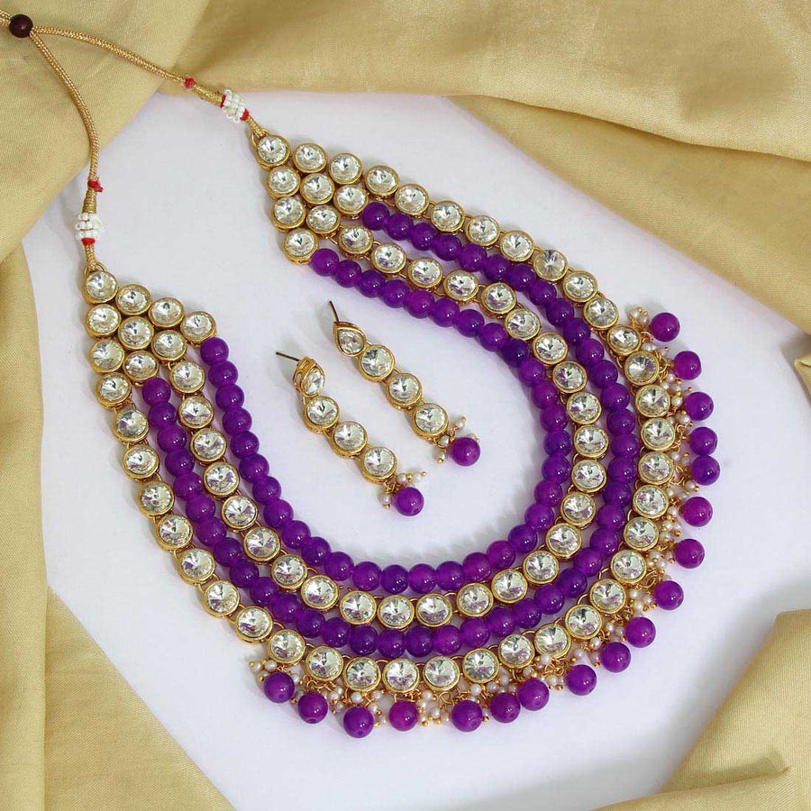 Purple Color Kundan Necklace Set (KN1066PRP)