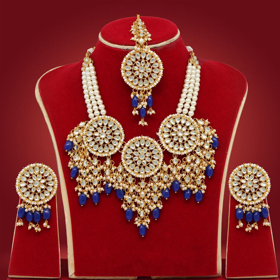 Blue Color Kundan Necklace Set (KN1078BLU)