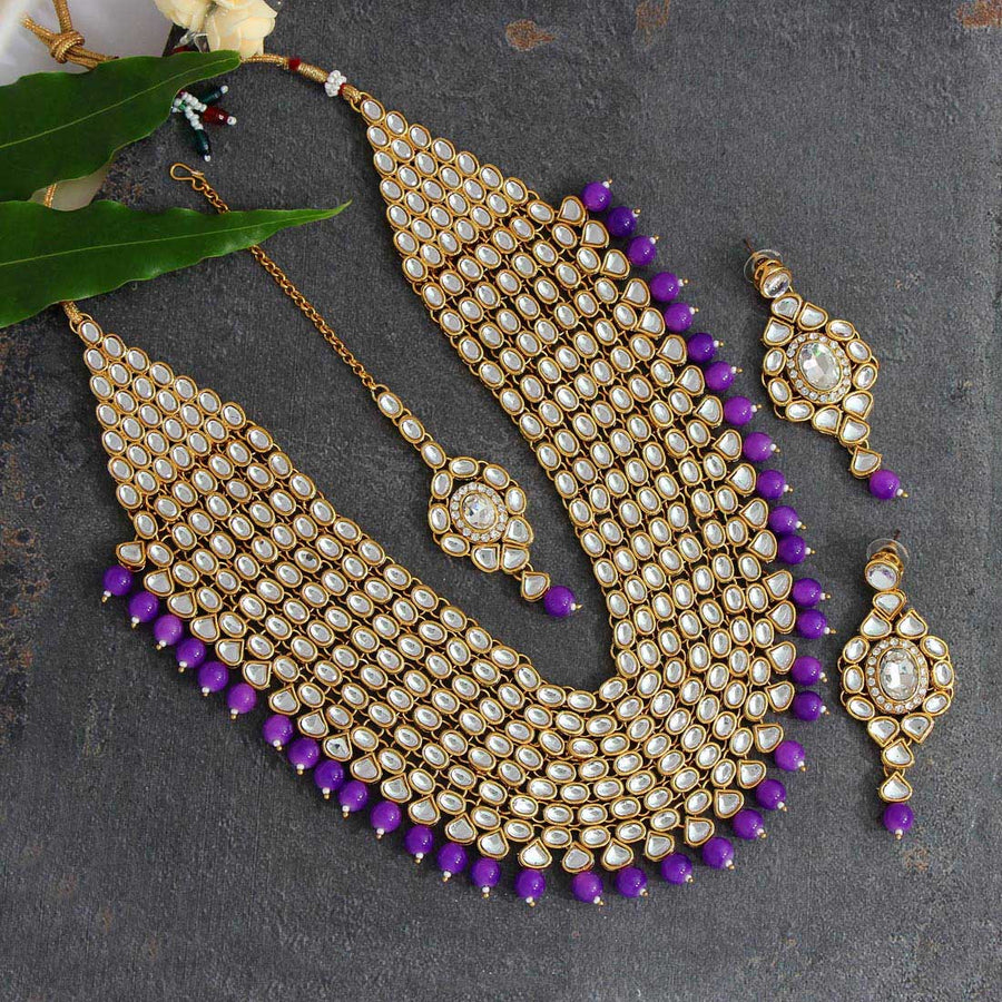 Purple Color Kundan Necklace Set (KN129PRP)