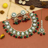 Maroon & Green Color Kundan Necklace Set (KN1308MG)