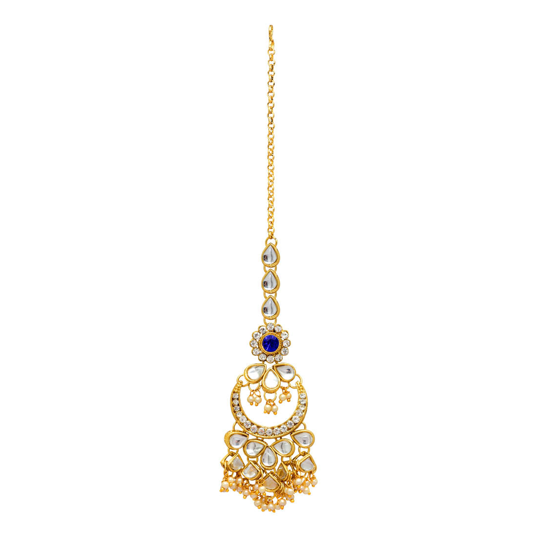 Blue Color Kundan Necklace With Earring & Maang Tikka (KN131BLU)