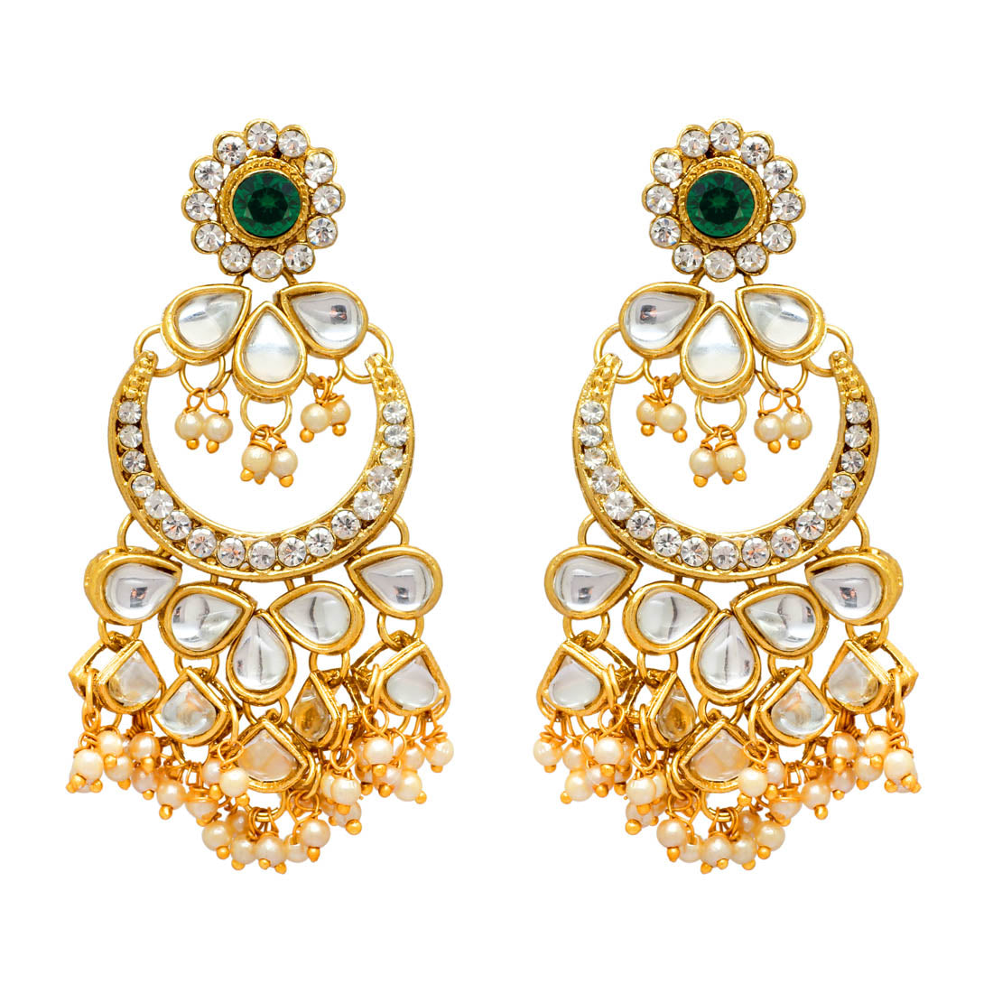 Green Color Kundan Necklace With Earring & Maang Tikka (KN131GRN)
