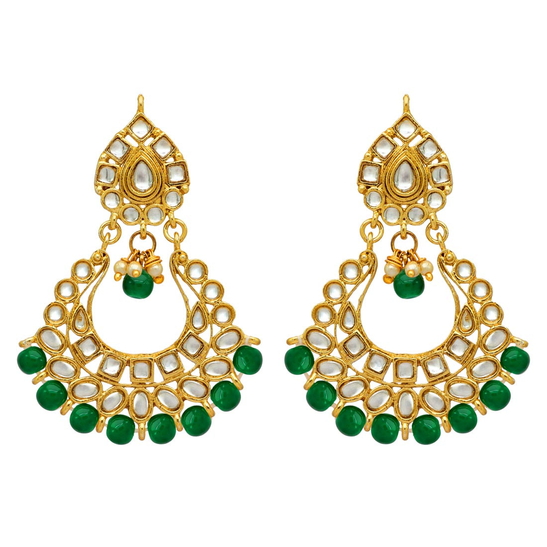 Green Color Kundan Choker Necklace Set (KN137GRN)