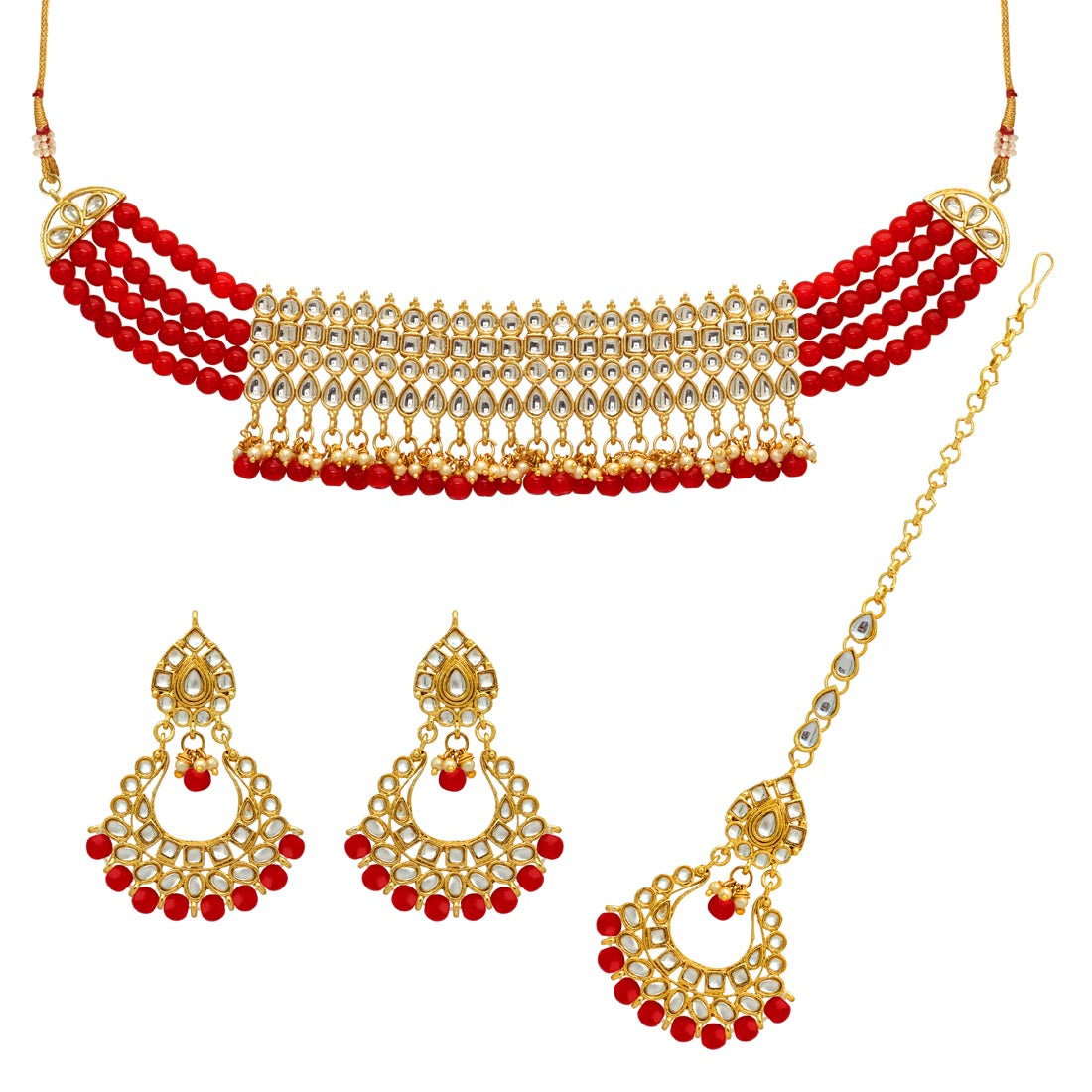 Maroon Color Choker Kundan Necklace Set (KN137MRN)