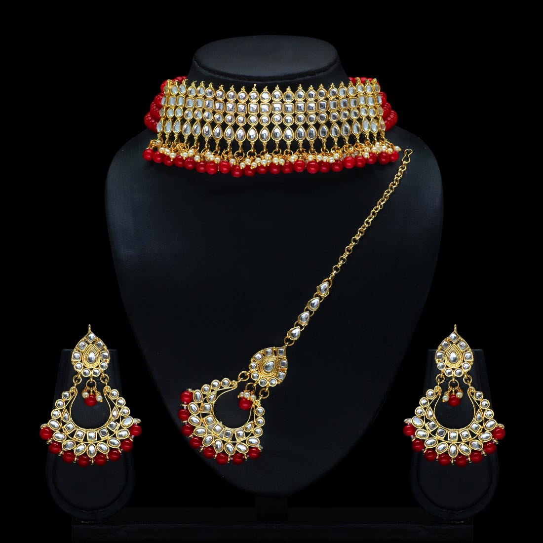 Maroon Color Choker Kundan Necklace Set (KN137MRN)