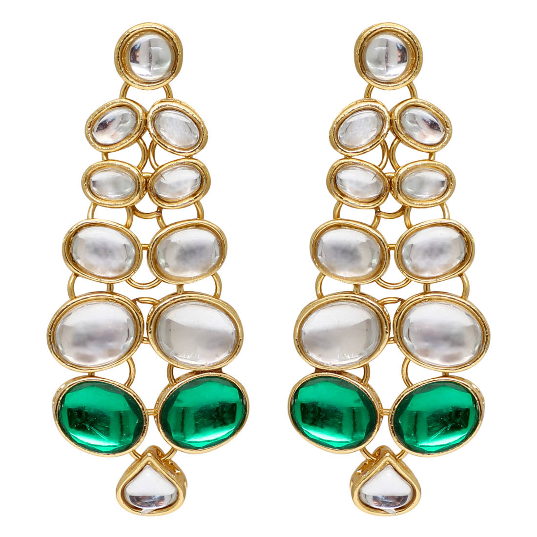 Green Color Kundan Necklace Set (KN186GRN)