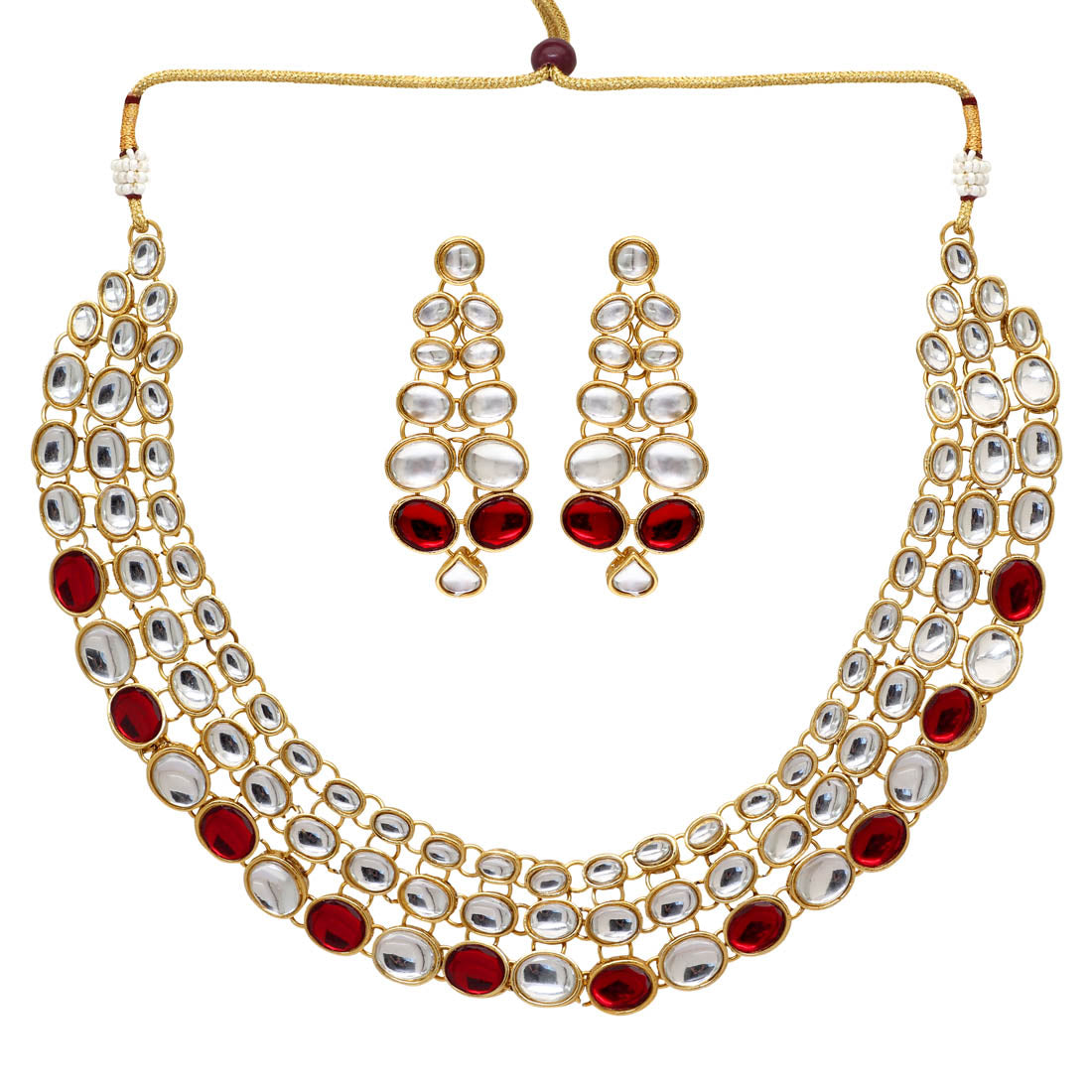 Maroon Color Kundan Necklace Set (KN186MRN)