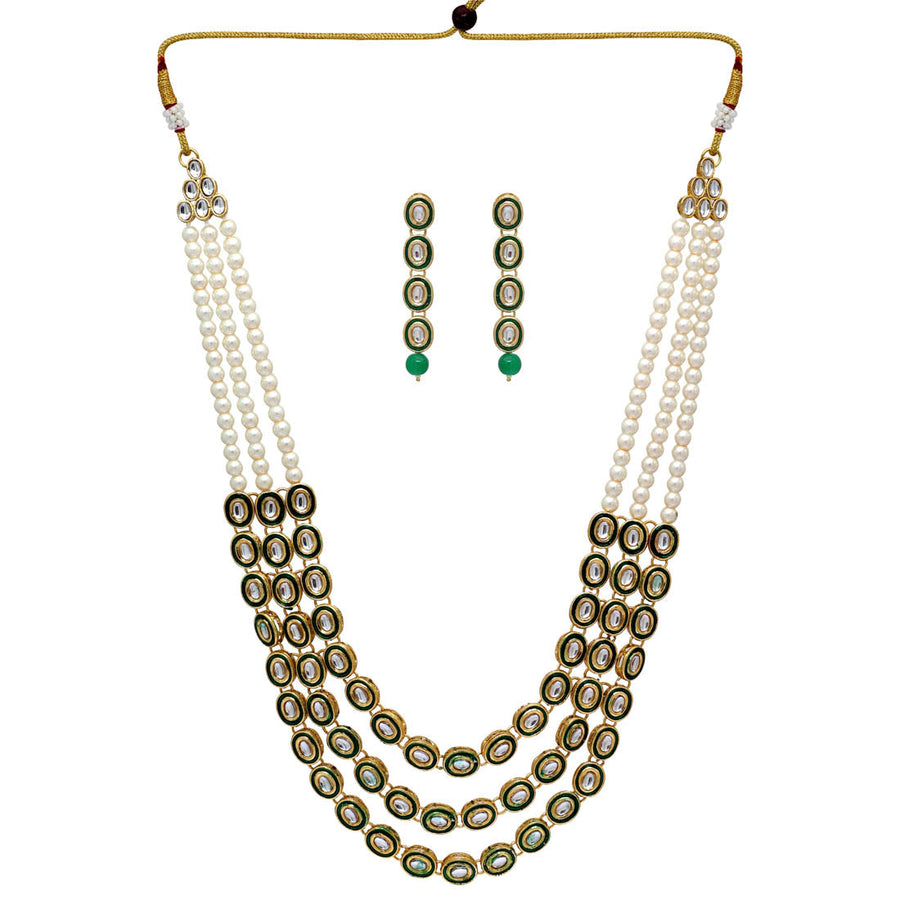 Festive Collection Green Color Kundan Necklace With Earrings (KN203GRN)