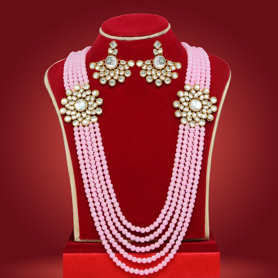 Pink Color Kundan Necklace Set (KN789PNK)