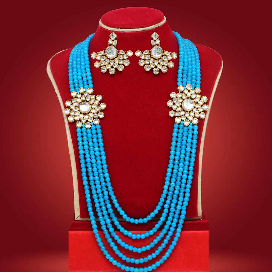 Firozi Color Kundan Necklace Set (KN789FRZ)