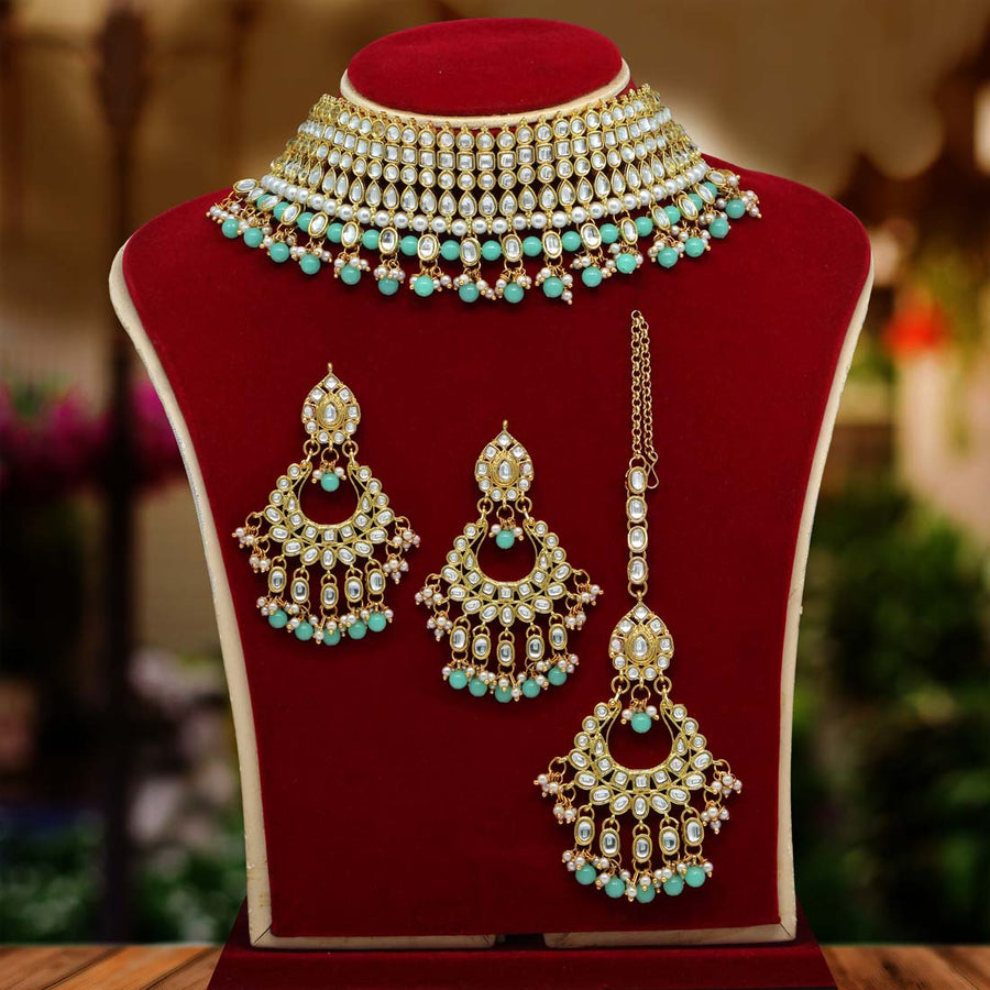 Pista Green Color Kundan Choker Necklace Set (KN892PGRN)
