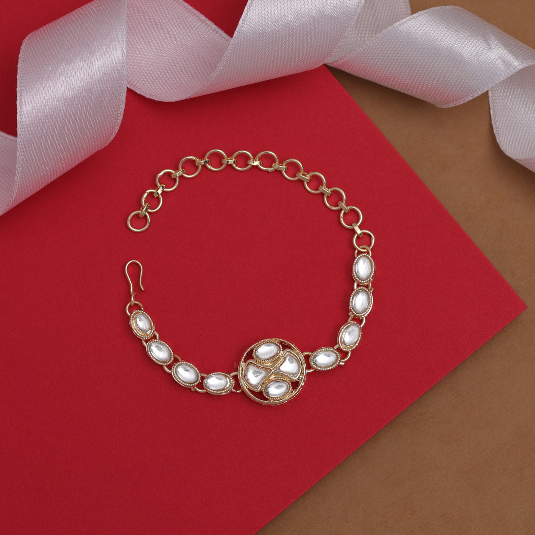 White Color Kundan Bracelets (KNB111WHT)