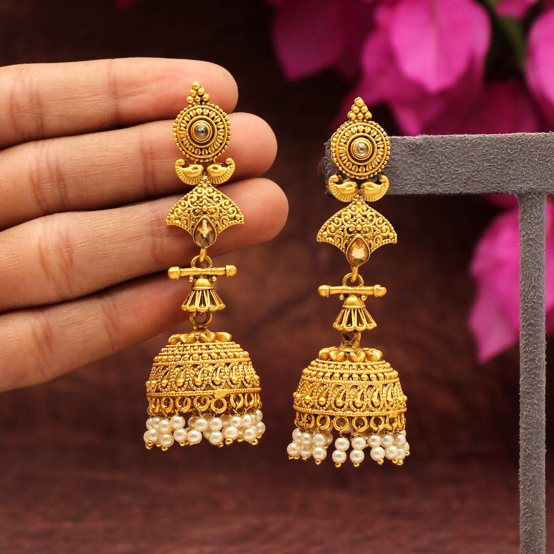 Gold Color Matte Gold Earrings (MGE184GLD)