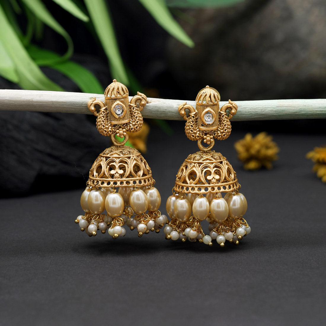 Gold Color Matte Gold Earrings (MGE274GLD)