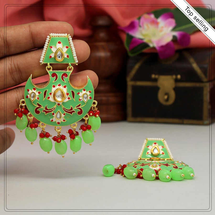 Meenakari Hand Painted Earrings (MKE1488)