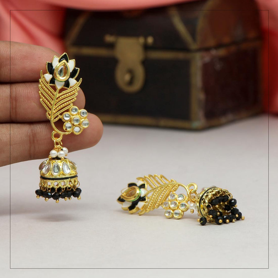 Black Color Meenakari Earrings (MKE1503BLK)