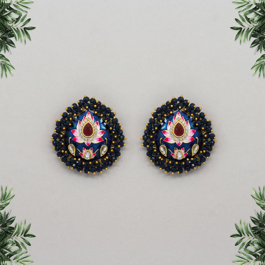 Blue Color Meenakari Earrings (MKE1539BLU)