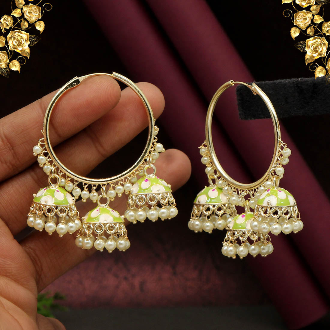 Pista green colour earrings Clearance