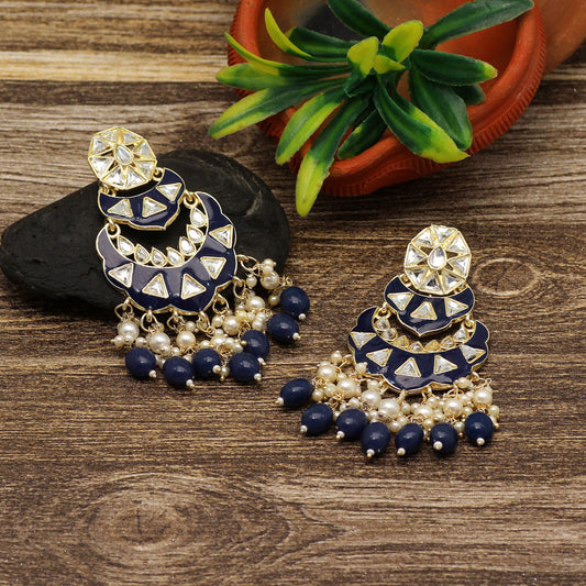 Blue Color Meenakari Earrings (MKE1778BLU)