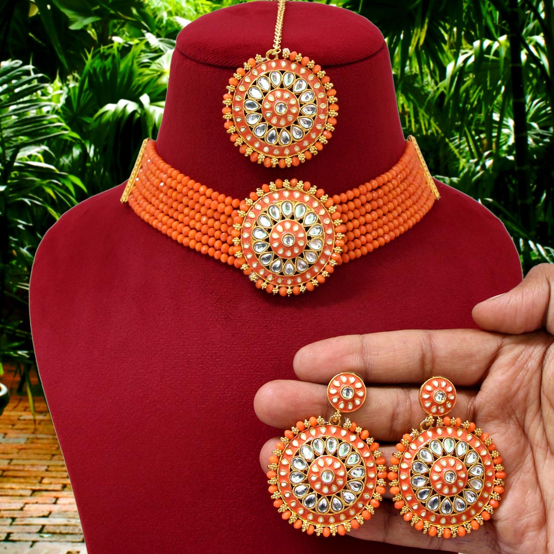 Orange jewellery online set