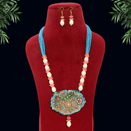 Multi Color Hand Painted Meenakari Necklace Set (MKN473MLT)