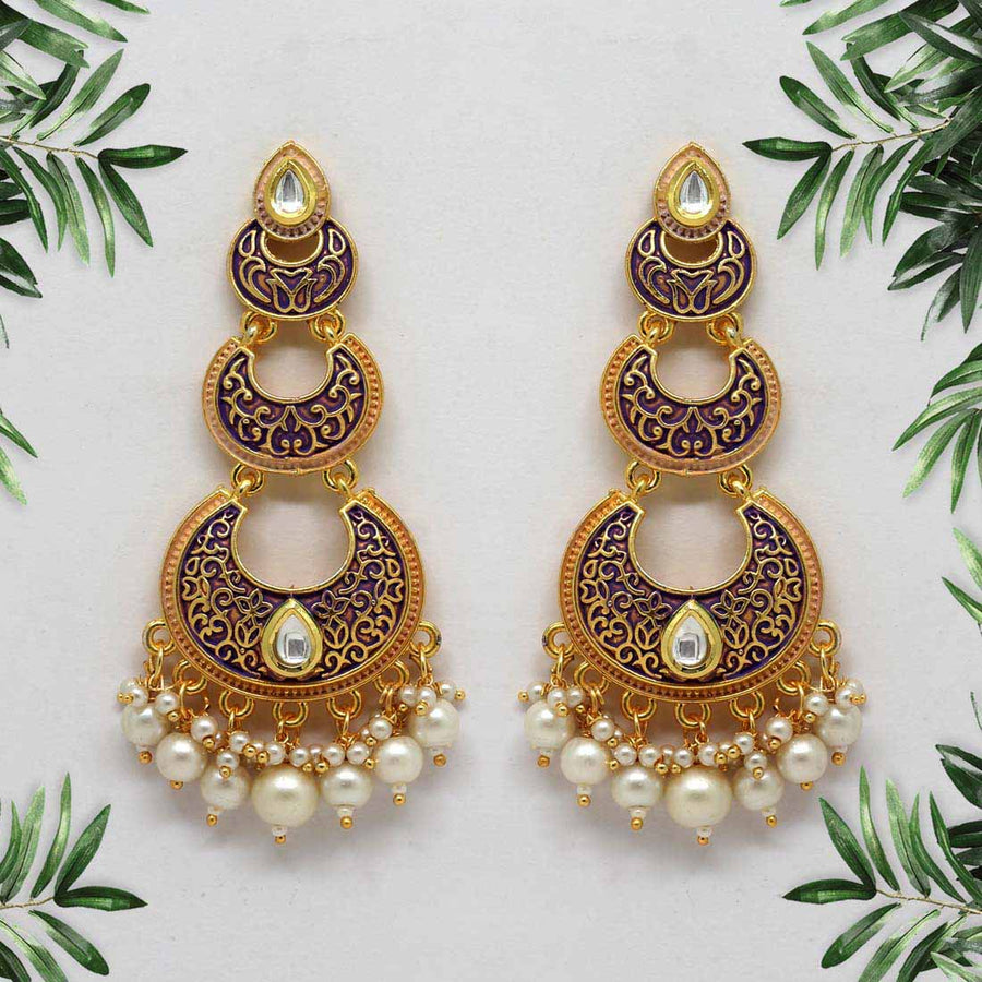 Purple Color Mint Meena Earrings (MNTE283PRP)