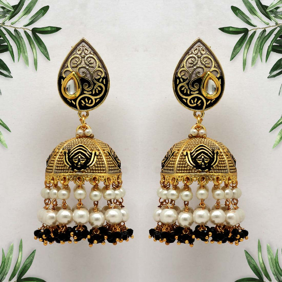 Black Color Mint Meena Earrings (MNTE284BLK)