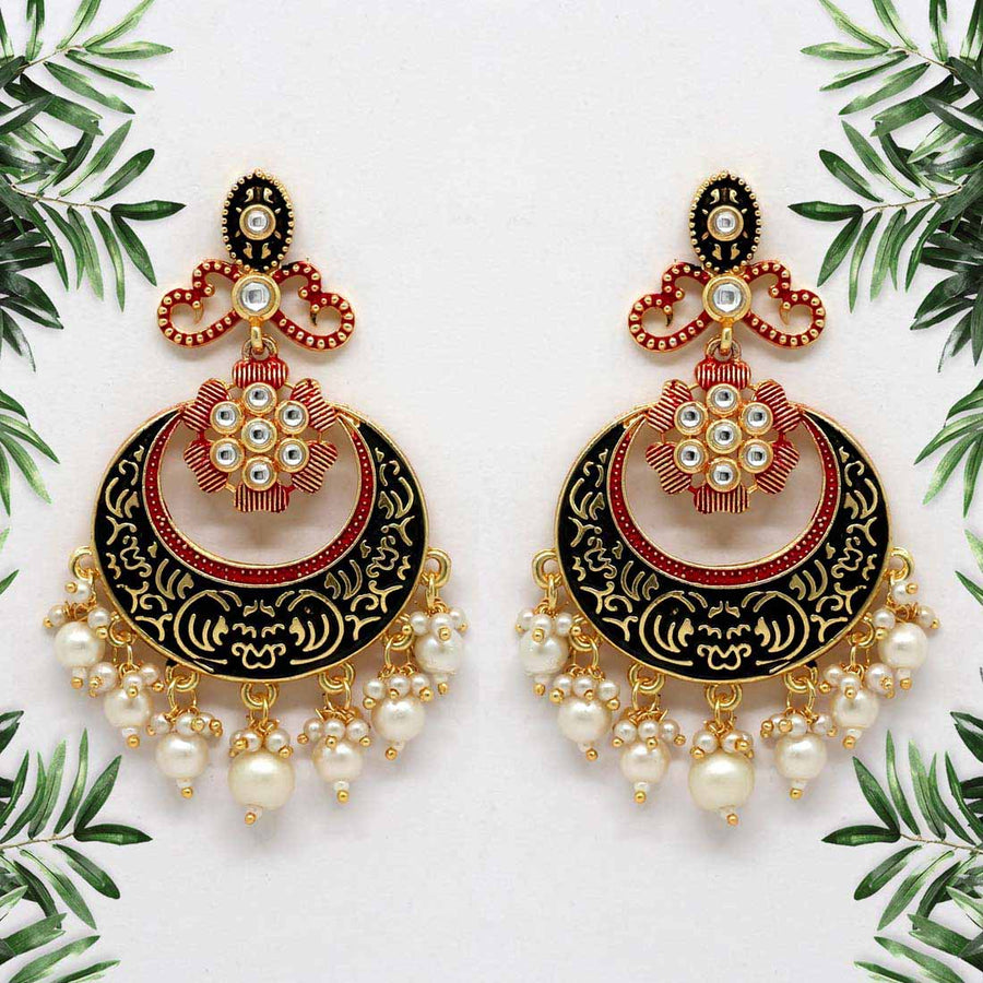 Black Color Mint Meena Earrings (MNTE286BLK)