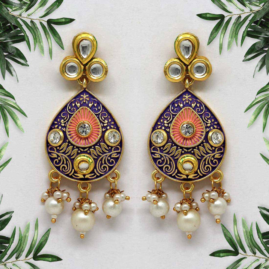 Purple Color Mint Meena Earrings (MNTE297PRP)
