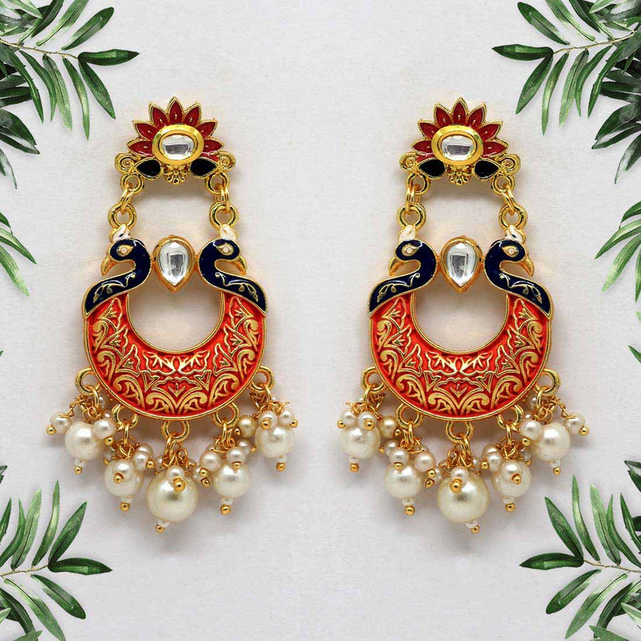 Dark Peach Color Mint Meena Earrings (MNTE298DPCH)