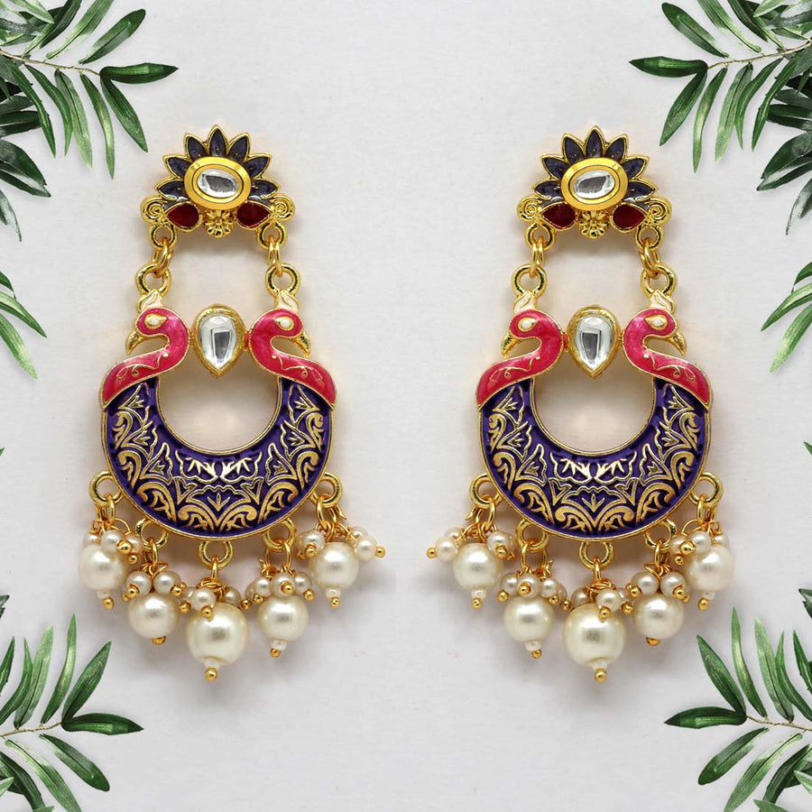 Purple Color Mint Meena Earrings (MNTE298PRP)